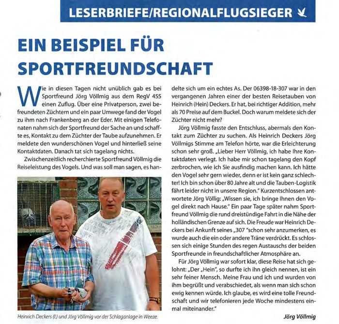 Download Bericht - Ein Beispiel für Sportfreundschaft